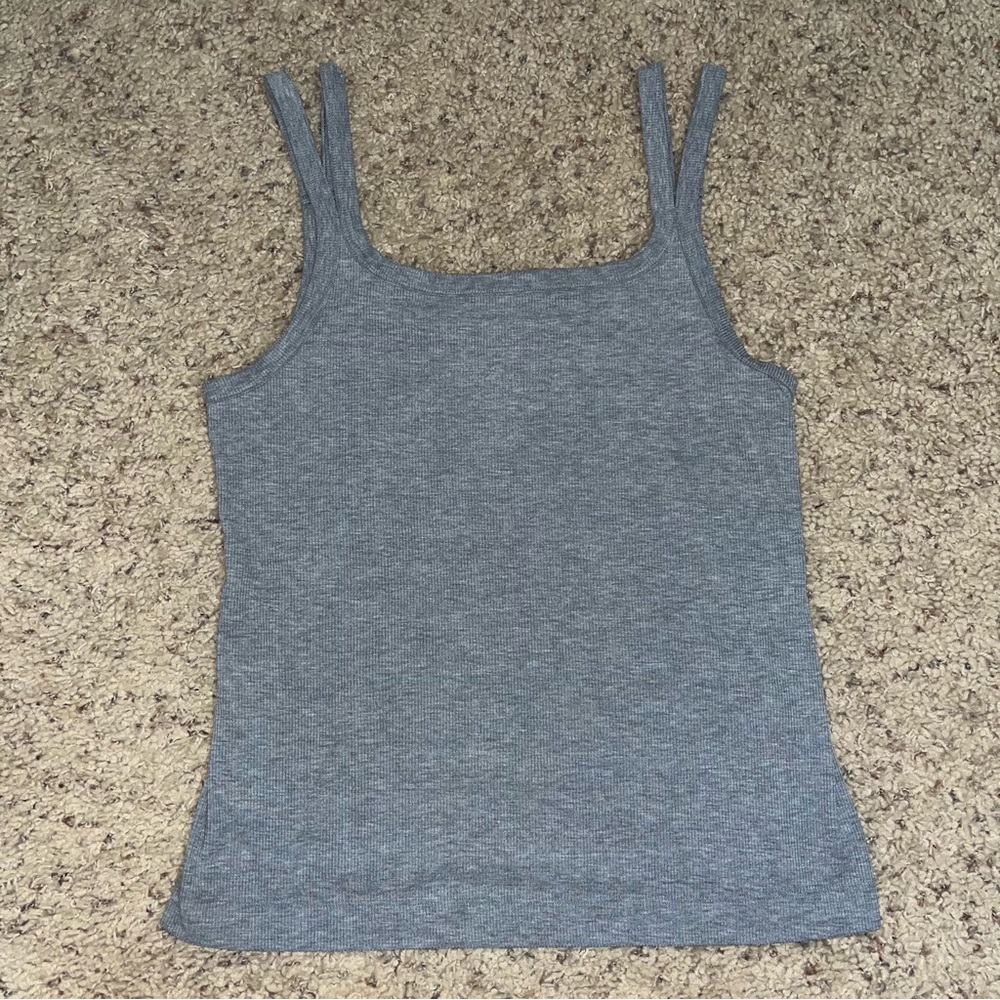 ALL IN MOTION DOUBLE STRAP LIGHTWEIGHT ATHLETIC TANK TOP/ GREY / SIZE XL